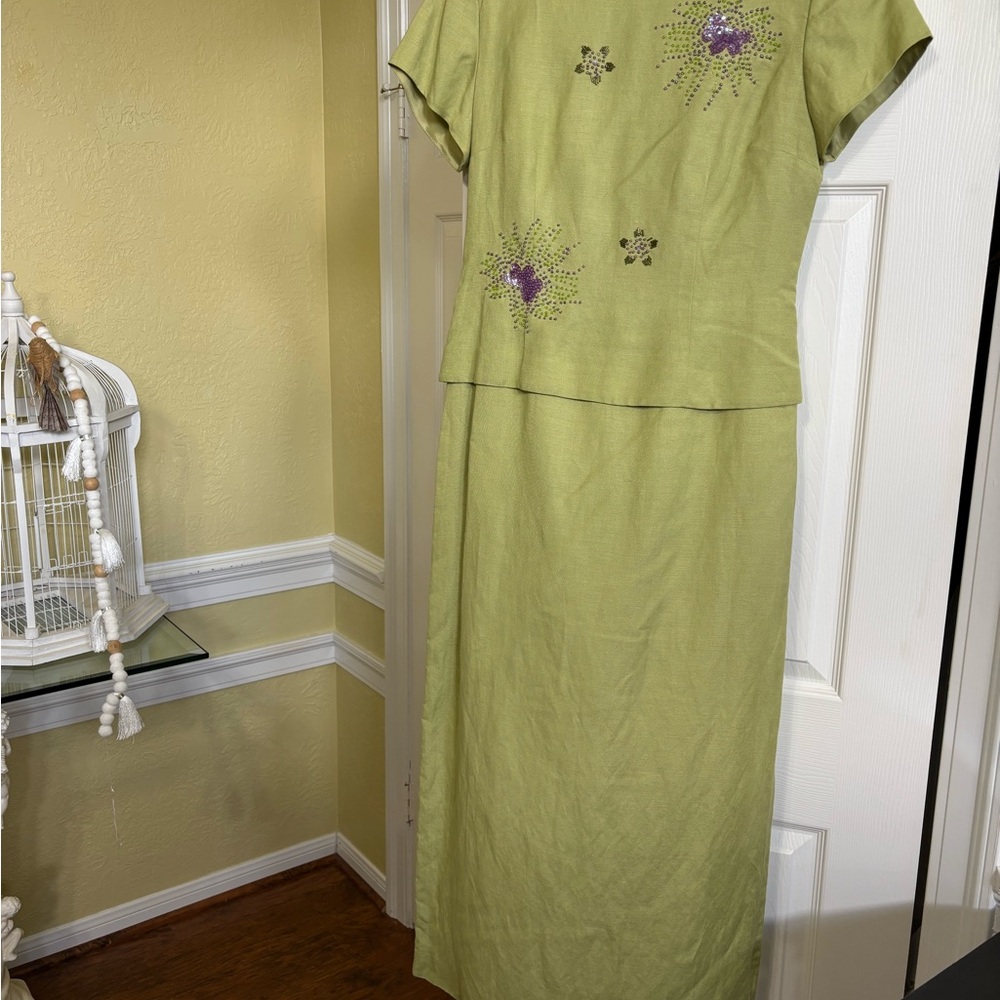 Jessica Howard Green Maxi A-line Dress Resort Wear